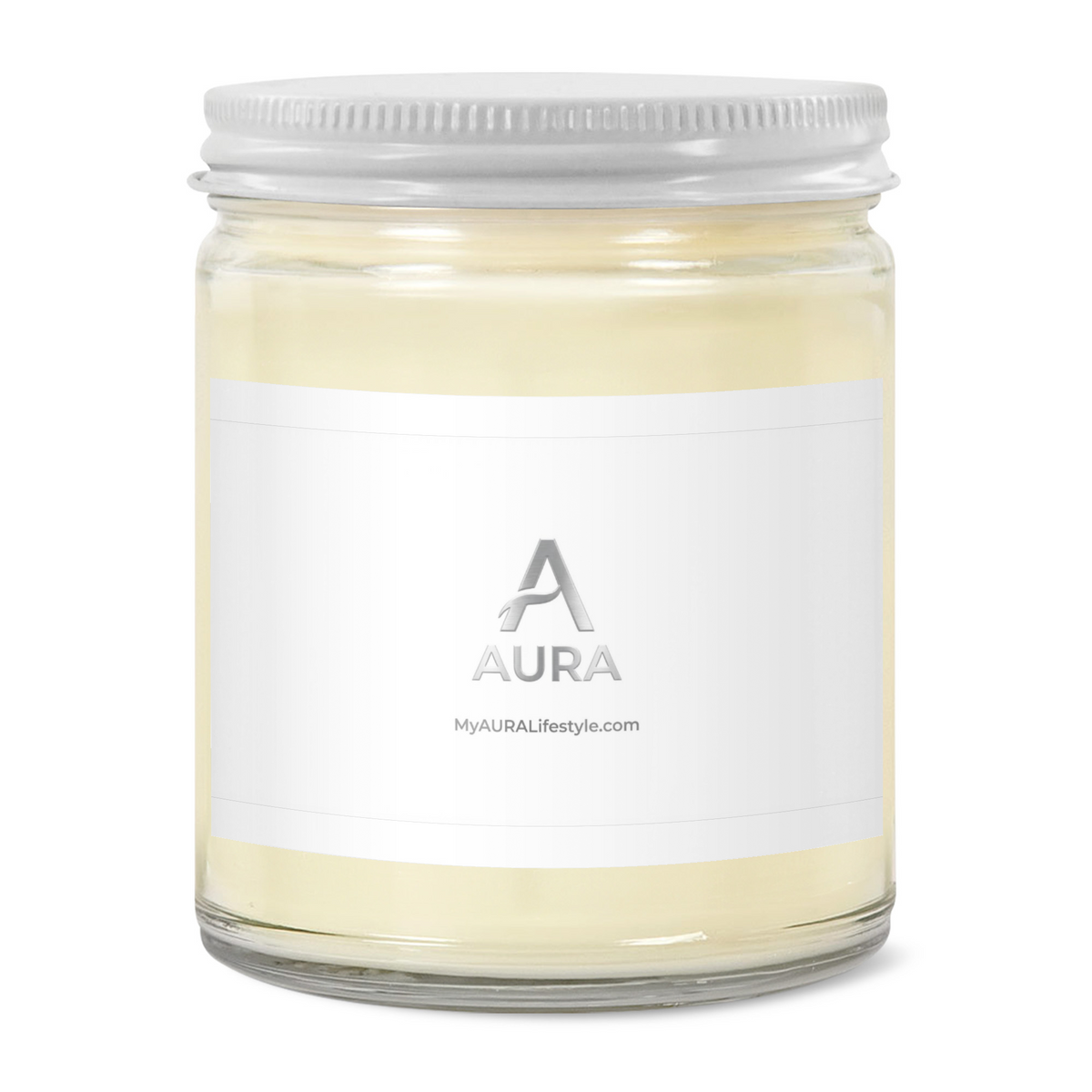9oz Clear Jar Candle | 3"x2" White Label | White Lid